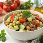 Chickpea Salad with Tomato, Cucumber, and Parsley